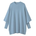 thumbnail image 7 of Vivianyo HD Women's Crew Neck Oversized Knit Tunic Sweater, Batwing Long Sleeve Loose Fit Pullover For Women, Fall Winter Longline Top for Brunch Meetings and City Walks, Size S-3XL, 7 of 7