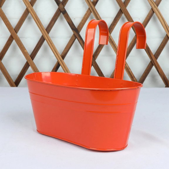 Outdoor Plants Planter Metal Iron Hanging Flower Pots Railings Fence Buckets Modern Style Wall Mount Window Box Plant Holder