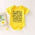 thumbnail image 3 of Baby Boy Clothes 6 Months Baby Boys Summer Bodysuits 9 Months Baby Boys Short Sleeve Letter Prints Bodysuit Yellow, 3 of 8