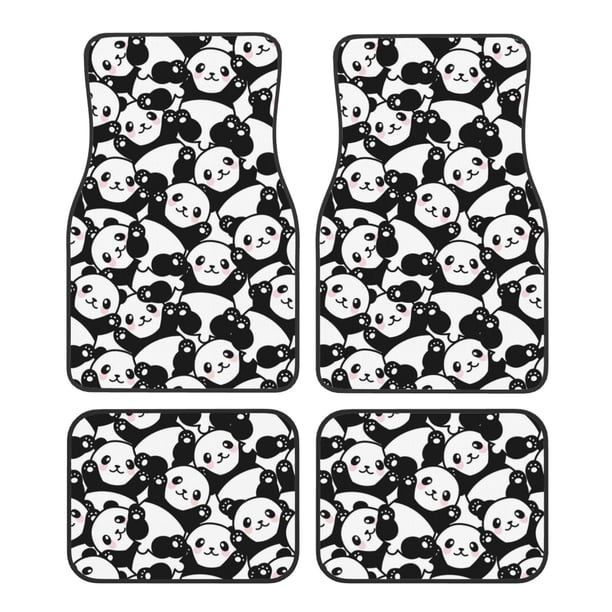 Fotbe Seamless Pattern Cute Panda Juego de 4 Tapetes para Auto con Estampado – Alfombrillas de Goma Reforzada, Diseño Antideslizante, Protección para Todo el Año – Vehículos, Autos, Camionetas y SUVs