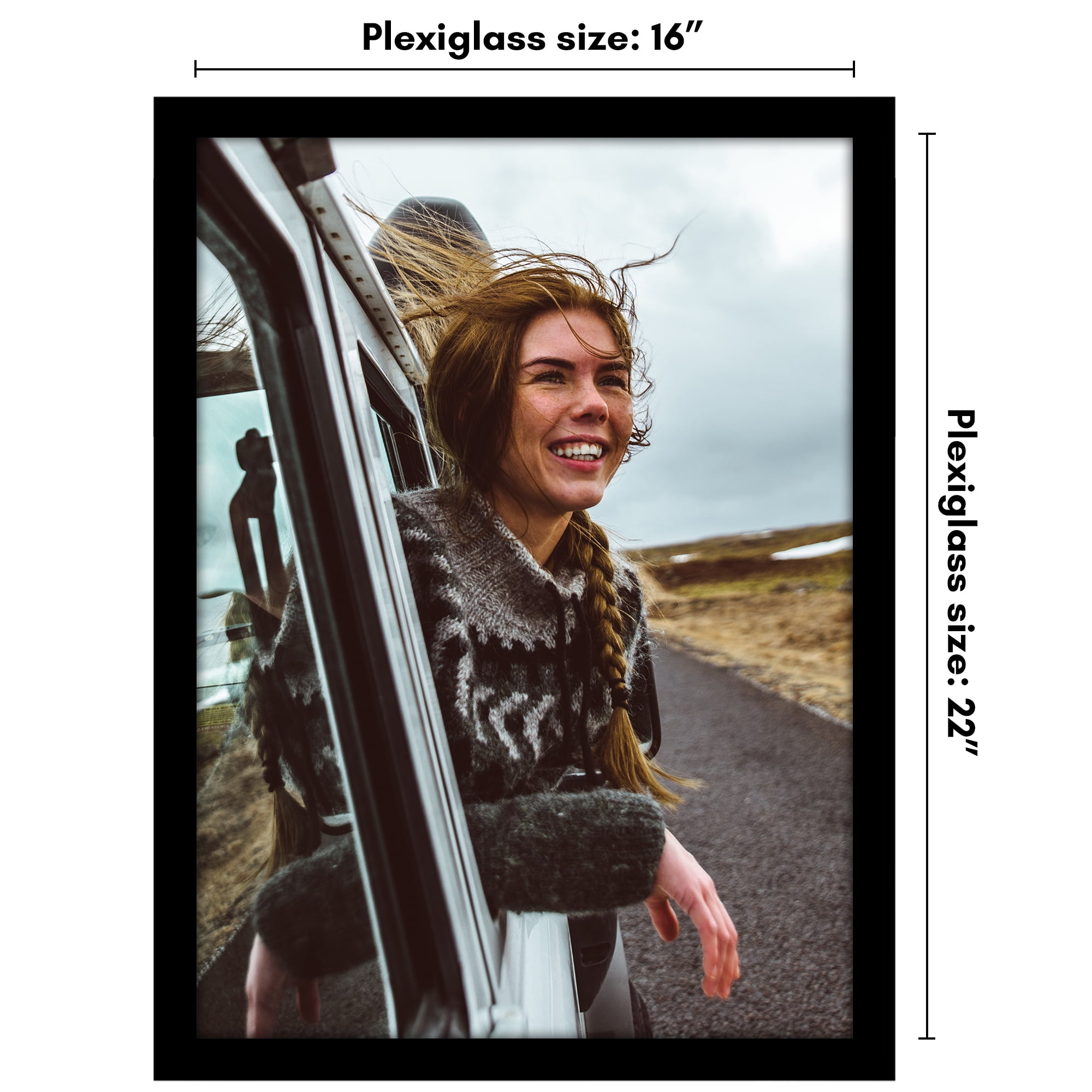 Americanflat 16x22 Picture Frame with Polished Plexiglass Wide Photo Frames Made Vertical Horizontal - Black