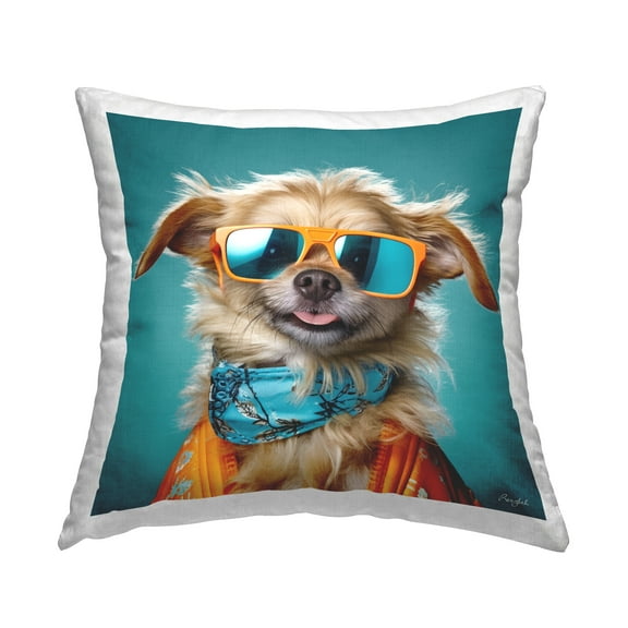 Stupell Industries Trendy Dog Sunglasses Decorative Printed Throw Pillow, 18 x 18