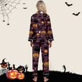 thumbnail image 4 of Womens Pajama Sets Halloween Print Button Down Collar Long Sleeve Pants Cozy Home Sleepwear Loungewear Nightwear Nightclothes Homewear, 4 of 5