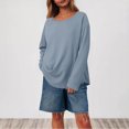 thumbnail image 4 of VBVC No Boundarie Women's Soft Solid Slimming Pullover,Crewneck Long Sleeve Shirts Blouse For Women,Womens Waffle Knit Tops,Blue,Size XXL, 4 of 8