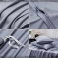 thumbnail image 6 of MooMee Duvet Cover Set Queen 600-TC 100% Extra Long-Staple Cotton Sateen Silky Smooth Luxury (Blueish Grey), 6 of 8