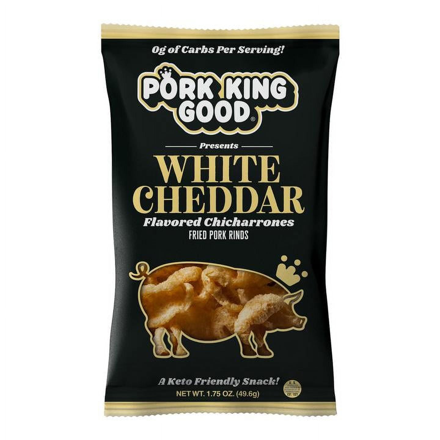 (5 pack) Pork King Good White Cheddar Pork Rinds, 1.75 oz Bag