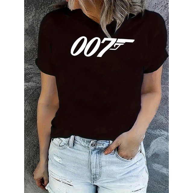 Camiseta informal con estampado geométrico para mujer: algodón, elasticidad media, cuello redondo, manga corta, cómoda camiseta de verano para todas las estaciones, ideal para practicar deporte.