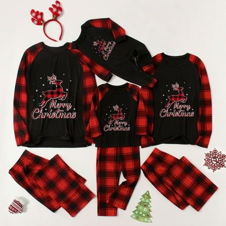 

ZKCCNUK Christmas Pajamas for Family Parent-child Attire Christmas Suits Patchwork Plaid Printed Homewear Round Neck Long Sleeve Pajamas Baby Sets Lightning Deals of Today