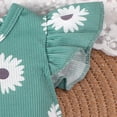 thumbnail image 5 of Baby Onesies Girl Baby Girl Clothes Daisy Print Fly Sleeve Romper Ruffle Bloomer Shorts Headband Set Infant Summer Outfits, 5 of 7