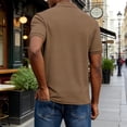 thumbnail image 4 of YODETEY Men’s Classic Solid Polos Shirt, Men’s Everyday Fit Collar Casual Shirts,Big and Tall Brown,Size S-3XL, 4 of 5