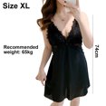 thumbnail image 2 of Camisón de satén con ribete de encaje para mujer, camisón de novia con abertura lateral, 2 of 5