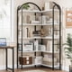 thumbnail image 4 of 68.5 - pulgada 5 - tier industrial l - shaped de esquina estante con arched metal frame - freestanding para exposición rack para sala de estar, dormitorio o oficina en casa, 4 of 6
