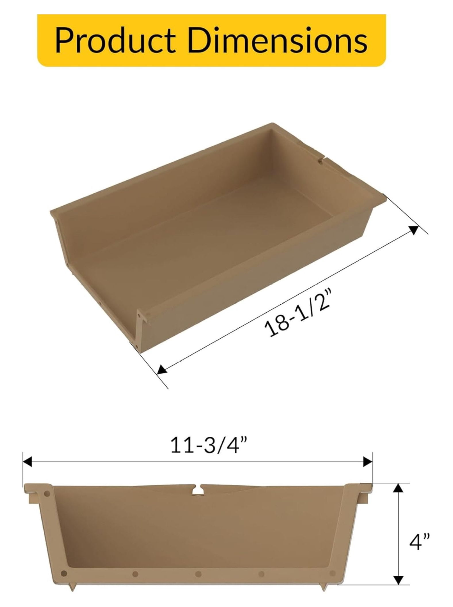 Brixwell 45-91 Cabinet Drawer Insert - Beige Plastic Organizer, 11-3/4" Width x 4" Height for Efficient Storage and Organization