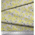 thumbnail image 2 of Soimoi Gray Velvet Fabric Yellow Mustard Leaves Printed Fabric 1 Yard 60 Inch Wide, 2 of 3