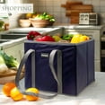 thumbnail image 4 of Wrapables 3Pk Reusable Grocery Bags, Heavy Duty Large Foldable Storage Shopping Totes with Reinforced Handles, Leaves, 4 of 7