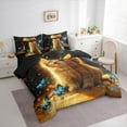 thumbnail image 3 of Feelyou Kawaii Kitten Animal Bedding Comforter Set 7-Piece for Kids, Dreamy Blue Butterfly King Bedding Sets, Cute Cat Reversible Bed Sheets, Microfiber Bedroom Decor, 3 of 7