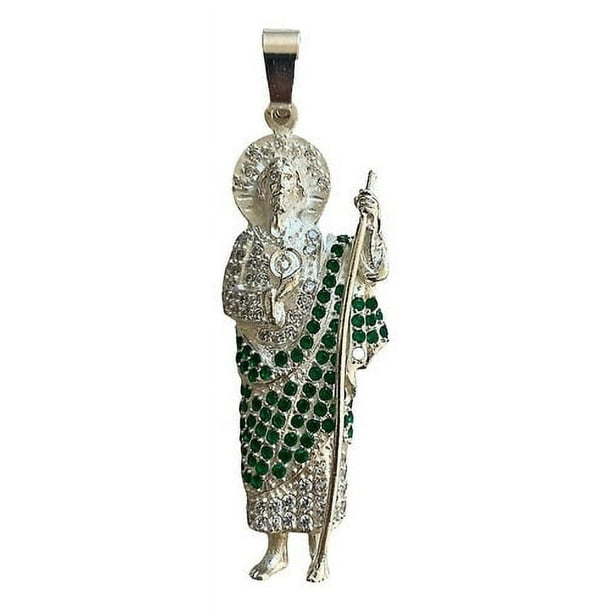JOYARIS Dije Medalla San Judas Tadeo Grande Zirconias Plata 925 DM-0001056
