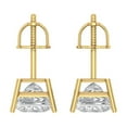 thumbnail image 4 of 14K Solid Gold Screw Back Stud Earrings for Women | 2 cttw Princess Cut Simulated Diamond | Yellow Gold, 4 of 5