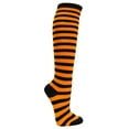 thumbnail image 6 of COUVER Womens 0.5 Inch Thin Stripe Cotton Knee High Socks Black Light Orange 2 Pairs (Womens), 6 of 7