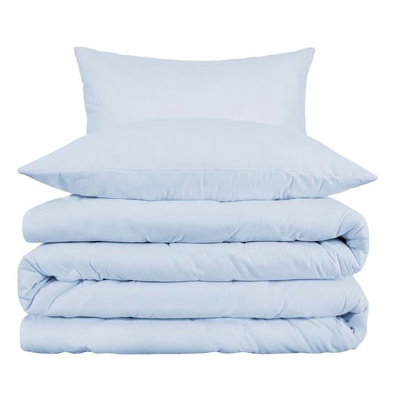 Cotton Blend 1000 Thread Count Washable Duvet Cover Set, Blue - Queen Size