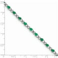 thumbnail image 3 of Sterling Silver Rhodium-Plated Emerald And Diamond Bracelet (7 X 3) Made In Thailand qx858e, 3 of 5