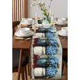 thumbnail image 4 of Blue Flower Table Runner Cotton Linen 108 Inch Holiday Dresser Scarves, Vintage Hydrangeas Bottle Fruit Painting Tablerunner for Kitchen Coffee Dining Bedroom Dinner Scarf Décor 13''x108'', 4 of 9
