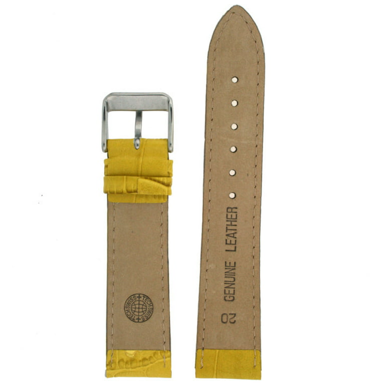 Rettelse Montgomery sten 18mm Watch Band Yellow Genuine Leather Crocodile Grain - Walmart.com