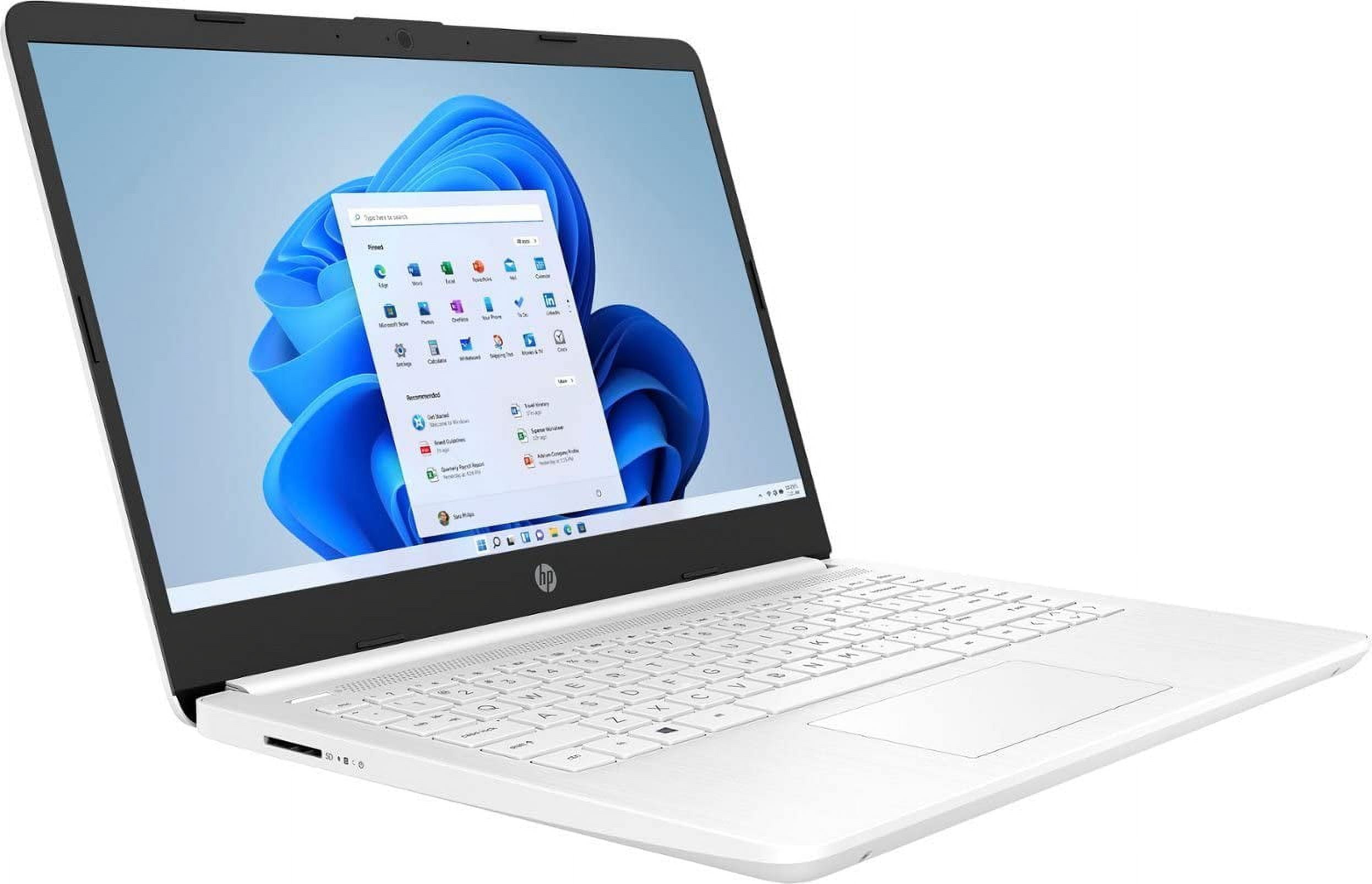 HP 14 inch Student Laptop, Intel Quad-Core Processor, 16GB RAM, 192GB Storage(64GB eMMC+128GB Micro SD), Ultra Light, Windows 11 Home in S Mode, Long Battery, UHD Graphics, White