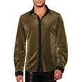 thumbnail image 1 of Camisa de fiesta de manga larga para hombre INSPIRE CHIC con brillo, textura brillante, 2XL dorada, 1 of 5