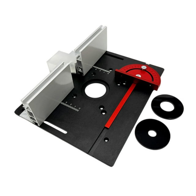 Mistaha Aluminum Alloy Flip Board Set with Router Table Insert Plate and Angle Gauge, Black/Silver/Red, Mounting Hole 85 * 85mm, Plate Size 240 * 200mm, 3 Piece Kit