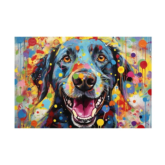 Canvas Wall Art - Ray Heere 'Happy Dog 6' Wall Art for Living Room, Bedroom, or Office Décor by Trademark Fine Art - 19 x 12 Inches