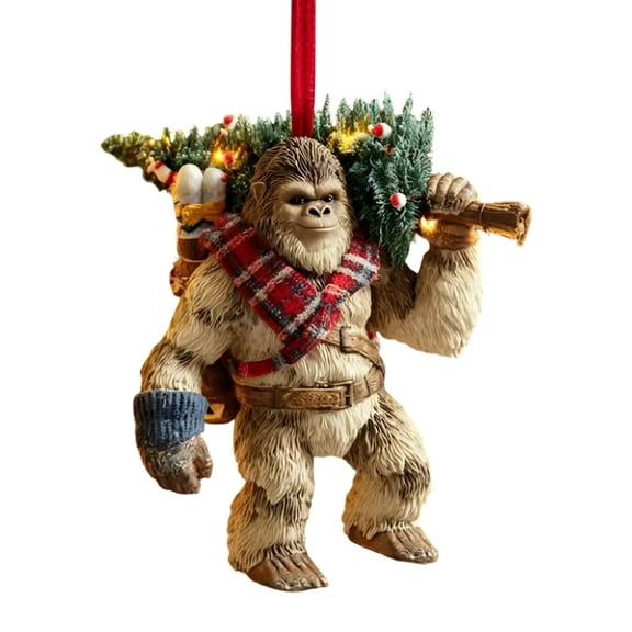 Eoozwa 1 Packs Funny Sasquatch Christmas Ornament with Festive Forest Design, Durable Shatterproof Material for Holiday Tree Decor, Unique Wildlife Collectible Gift for Cryptid Enthusiasts