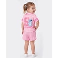thumbnail image 5 of Disney Stitch Girls Baseball Jersey & Shorts Outfit Set, Lilo Stitch Graphic Clothes, 2-Piece (Pink, 4), 5 of 5