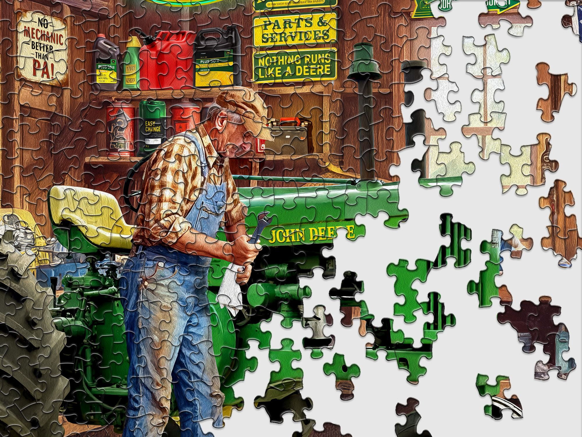 Springbok John Deere Grandpa's Garage 1000 Piece Jigsaw Puzzle for Adults - Poster Included