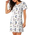 thumbnail image 2 of Sikiie Funny Kawaii Unicorns Dancing Print Women's Short-sleeved Nightdress, Round Neck Pullover Nightdress Pajamas Summer Home Wear, 2 of 6