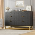 thumbnail image 4 of Huisuilinss 6 Drawer Dresser For Bedroom,Modern Double Dresser,Large Wide Chest Of Drawers,Long Storage Organizer TV Stand With Gold Handles For Living Room Hallway Entryway Closet, 4 of 6