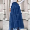 thumbnail image 4 of RQYYD Tulle Skirts for Women Spring Fashion Elastic High Waisted Tiered Flowy Fairy A-Line Casual Maxi Long Skirt, 4 of 5