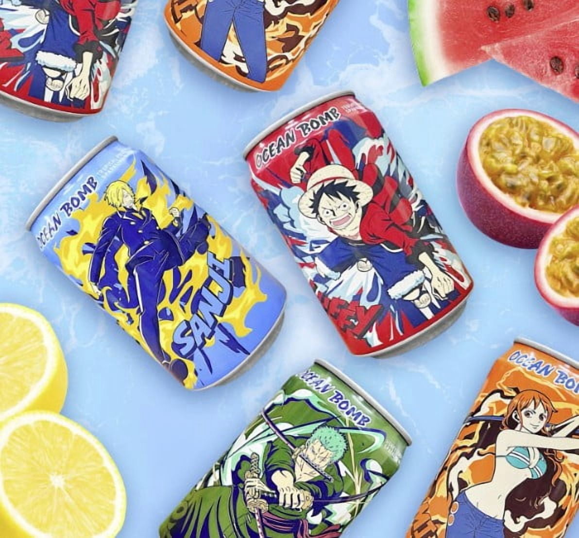Ocean Bomb One Piece Sparkling Water Flavor - 6 Packs, 11.10 FL (330ml) each - Variety Pack, Random Design - Limited Edition