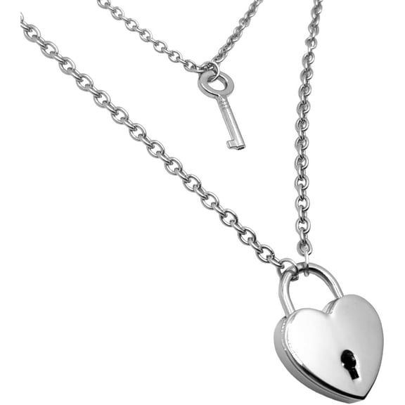 Matching Heart Lock and Heart Key Necklace Set for Couples Padlock Jewelry BFF Gift Boyfriend