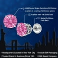 thumbnail image 2 of Gem Stone King 1.68 Cttw Pink Zirconia Stud Earrings for Women | 14K White Gold | Round 6MM | Fine Jewelry Gifts for Her Mom Women Wife, 2 of 6