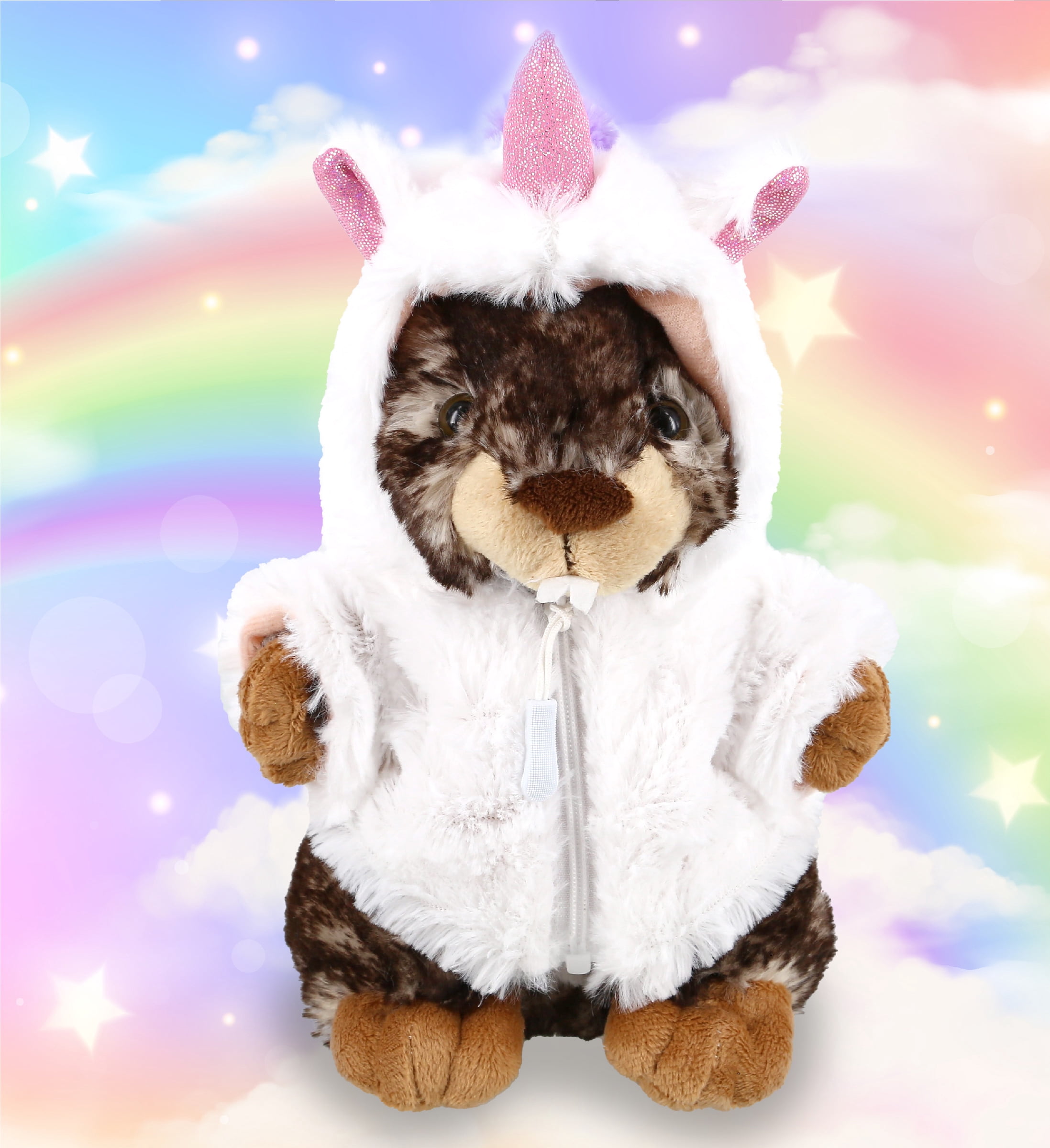 DolliBu Standing Marmot Unicorn Plush Stuffed Animal Toy - Super Soft Squirrel Unicorn Dress Up with Removable Unicorn Plush Outfit, Cute Fantasy Gift - 8.5 Inches