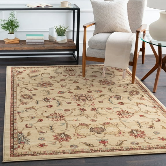 Livabliss Area Rugs for Living Room, 8x11 Riley Traditional Beige Rug, Bedroom Dining Room Home Decor Stain Resistant Carpet (7'10" x 10'10")
