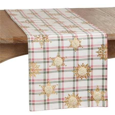 

SARO 1339.RG1672B Plaid Table Runner with Snowflake Design