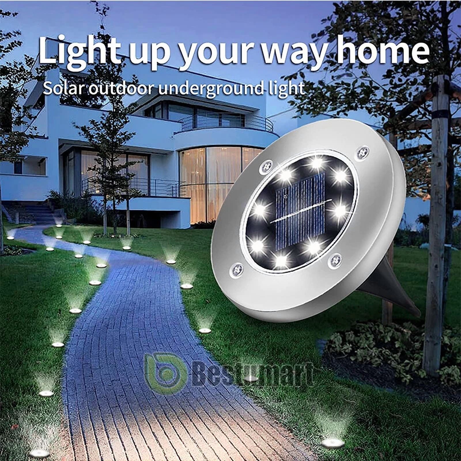 PURELY- 8Leds Solar In Ground Lights Outdoor Garden In Grond Light Waterproof Pure White