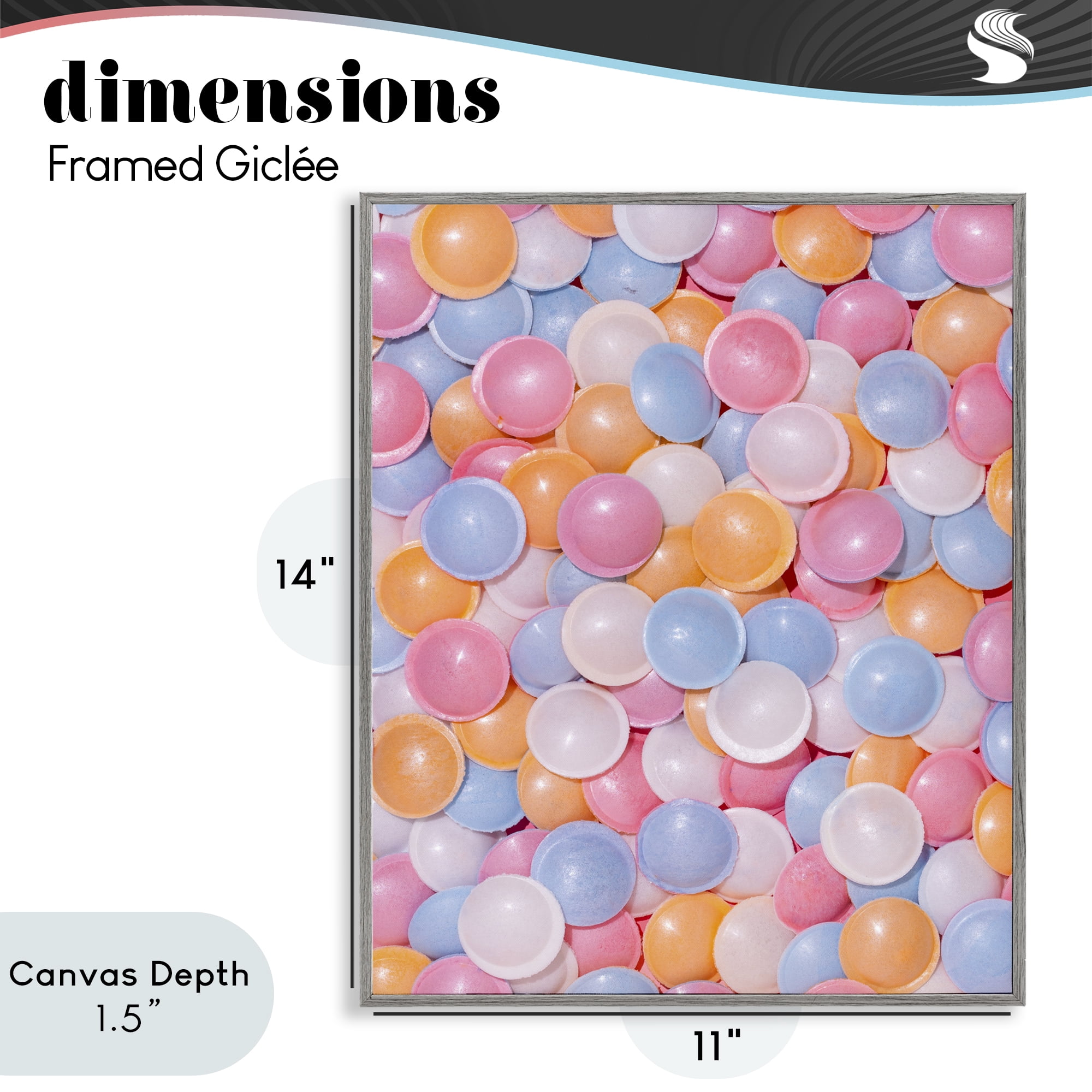 Stupell Industries Retro Pastel Candies Gray Framed Giclee Art, design by LISH Creative