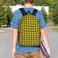 thumbnail image 4 of Easygdp Yellow Checkered Plaid Mochila Ligera de 15 Pulgadas para Estudiantes, Mochila Cómoda para la Escuela y Viajes, Correas Ajustables, 4 of 6
