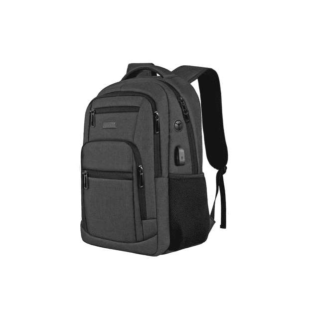 Mochila De Viaje De Negocios Antirrobo Para Portátil Con Puerto Gris
