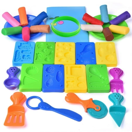 Educational Toy Magic Clay DIY Plasticine Modeling Clay for Kids Clay Dough Tools Playsets, Toddler Tool Set & Play Kitchen Food Cooking Baking Kit for Kids- 30 pcs