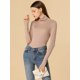 thumbnail image 3 of Blusa De Punto Allegra K Cuello Alto Clásico Manga Larga Top Acanalado Básico Para Mujer Rosa L, 3 of 6