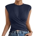 thumbnail image 3 of VBVC Women's Twist Back Cap Sleeve Top , Ladies' Crew Neck Fitted Wrap Blouse , Casual Summer Dressy Tank Top For Women,Navy,XS-XL, 3 of 10